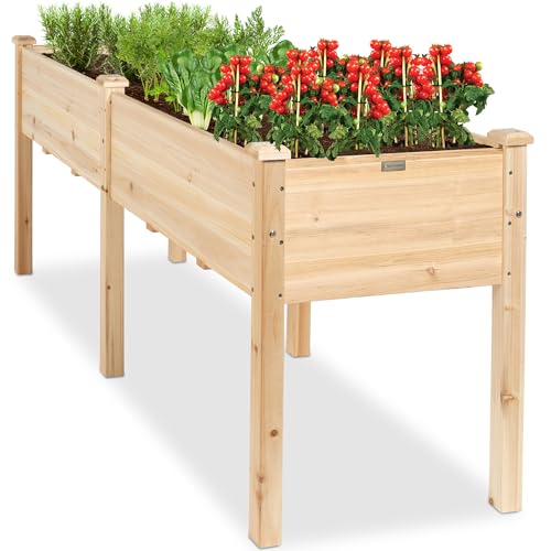 Best Choice Products Hochbeet, 182,9 x 61 x 76,2 cm, aus Holz, für Garten, Terrasse, Balkon mit Trennwand, 6 Beine, 136 kg Kapazität