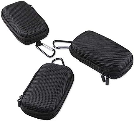 Earbud Case, TePoo 3 PC Rectangle Waterproof Protection Hard EVA Case Earbud Bag Organizer with Metal Carabiner Clip and Velvet Inner Lining for Earphone Headset, MP3 Players, USB Cable, Keys, Coins