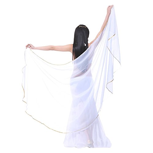 Avacostume chiffon solid color dance veils belly scarves, white,o…