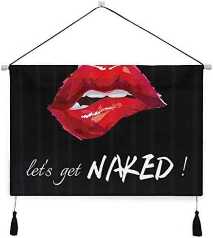 Mimutiタペストリー 赤い唇と黒い背景に裸のセクシーな女性を取得 壁掛け