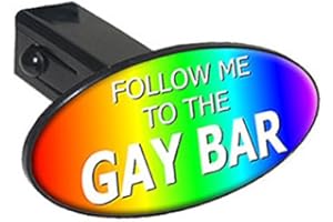 GRAPHICS & MORE Follow Me to The Gay Bar Rainbow Oval Tow Trailer Hitch Cover Plug Insert 2"