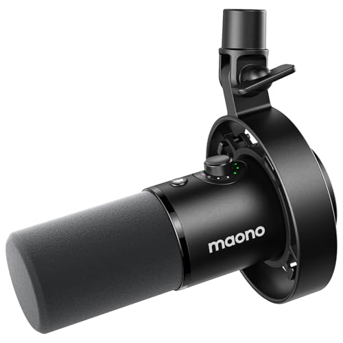 MAONO PD300X Podcast-Mikrofon XLR/USB Mikrofon mit Geräuschunterdrückung, 192kHz/24Bit Hi-Fi Audio, Stummschalttaste, Link Software für Podcasting, St