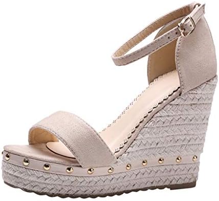 Womens Casual Espadrilles Wedges Sandals Open Toe Thick Bottom Straps Buckle Platform Sandals Summer Beach Roman Shose