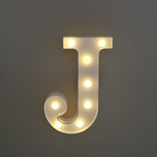 Alphapet Decorative Light Up Sign Led Letters Lights Decoration For Festival Party Wedding Holiday（J Warm White&amp;Battery Operated） (J)