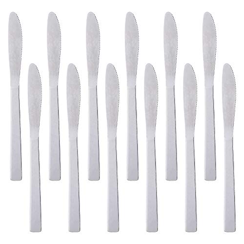 8 inch Dinner Knives Table Dinner Knife Stainless Steel 18/0 Butter Knife Flatware Set Pack of 12 for Restaurant/Catering, Commercial Quality Silverware Flatware Set
