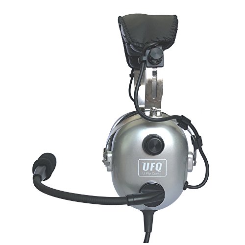 UFQ A28 Delux Silver Color Great ANR Aviation Headset Active Noise Reduction-Compare with Rugged Air RA950 BUT UFQ A28 with Mp3 Input Bose Grade Hi-Fi Sound for Music and Free with a Headset Bag
