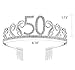 BABEYOND Crystal Birthday Tiara Rhinestone Princess Crown Happy Birthday Crowns Silver Diamante Happy 50th Birthday Tiara Crown (Silver-50th)