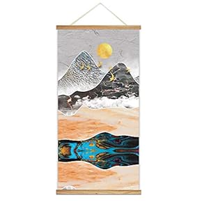 Wooden Framed Hanging Poster Nordic Style Nature Landscape Wall Picture Canvas Artwork for Home Decoration Ready to Hang - 18"x36"