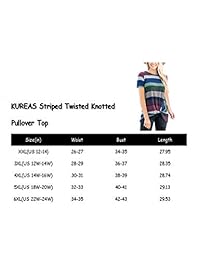 KUREAS Camisetas de Manga Corta de Color a Rayas de Impresión Casual Tops de las Mujeres de Punto Tee Camisas