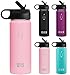 Penguin Cold Insulated Water Bottle | 18oz Wide Mouth Stainless Steel Water Bottle with Straw Lid | BPA-Free, Double-Wall Vacuum Insulated, 18/8 Stainless Steel (Soft Pink)