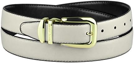 CONCITOR Reversible Belt OFF WHITE &amp; Black Bonded Leather Gold-Tone Buckle 34