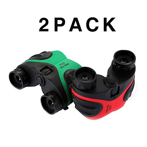 Mai Z i 2 Pack Binoculars for Kids, 8x21 Compact Shock Proof binoculars Toys for 5-12 Year Old Boys girls， boy Gifts(2 Pcs-A)