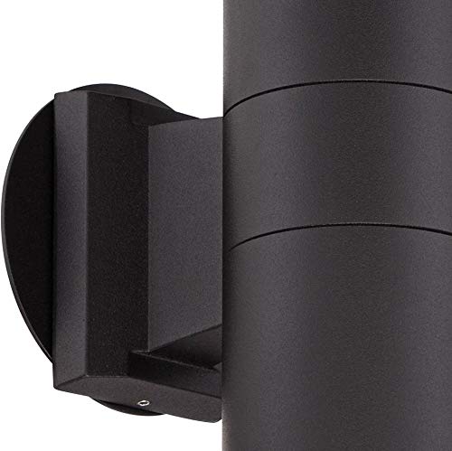 Ellis Modern Outdoor Wall Light Fixture Black 11 3/4" Cylinder Up Down Exterior House Porch Patio - Possini Euro Design - Thumbnail 2