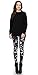 SlickBlue Crow Print Ankle Length Elastic Leggings - Black/White, M - L - XL