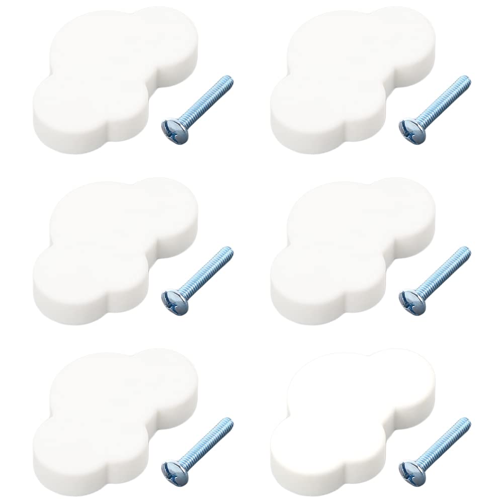 Nifocc 6 Pcs Cloud Shape Cabinet Knobs Cartoon Shape Soft Rubber Knobs Cute Drawer Handle Pulls For Cabinets Drawers Doors Wardrobe Closets Dresser - White