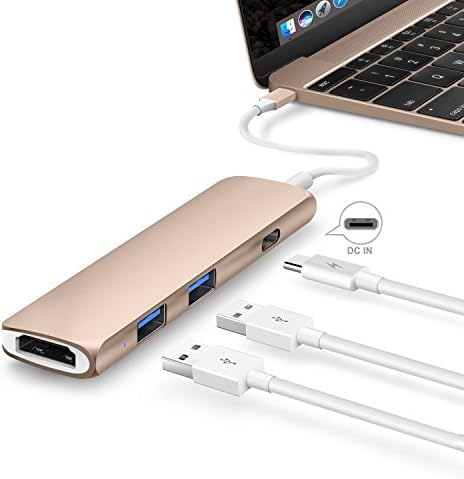 NinkBox GN22B USB-C Hub with Power Delivery 2 superspeed USB 3.0 ports,1 HDMI Port,1 USB-C Input Charging Port for MacBook 12-Inch, Aluminum Alloy Build