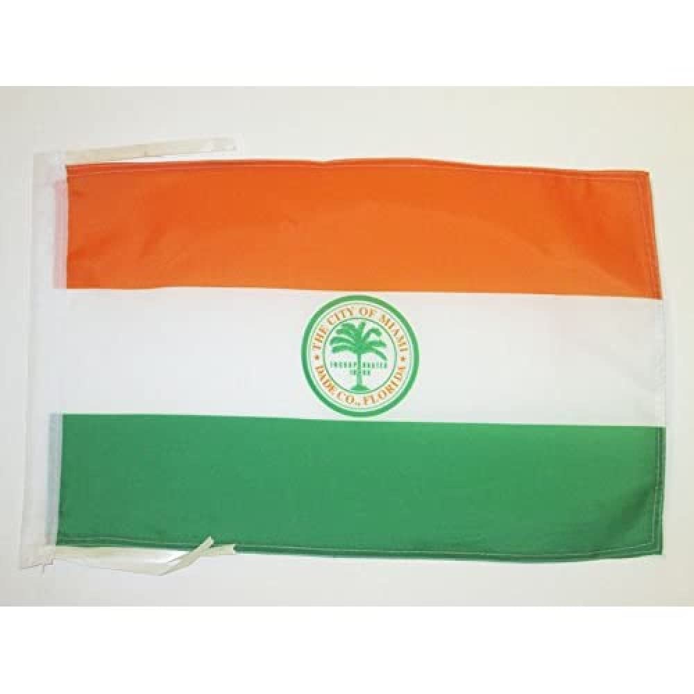 AZ FLAG - Miami Flag - 18'' x 12'' - 100% Polyester Miami city - Florida Small Banner with Two Cords - Fade Resistant - Vivid Colors - 18x12 in - 45x30 Cm — image 1