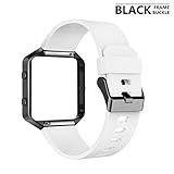 AIUNIT Fitbit Blaze Band with Frame, Fitbit Blaze Replacement Large Bands Accessories Wristband Watch Sport Strap for Fitbit Blaze Smart Fitness Tracker Women Men Boys(White Band & Black Frame)