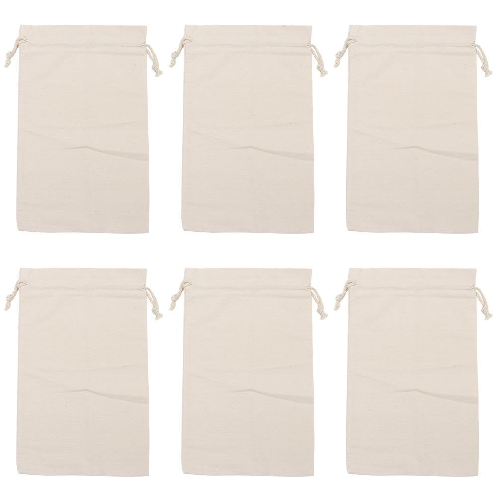 Risedot 6 Pcs Canvas Bag Bundle Pocket, Cotton Linen Bag Canvas Bank Coin Money Cash Bag, Sacks With Drawstring Heavy Duty Sacks