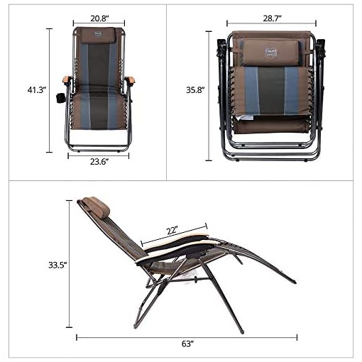 Timber Ridge Zero Gravity Chair Oversized Recliner Padded Folding Patio Lounge Chair 350lbs