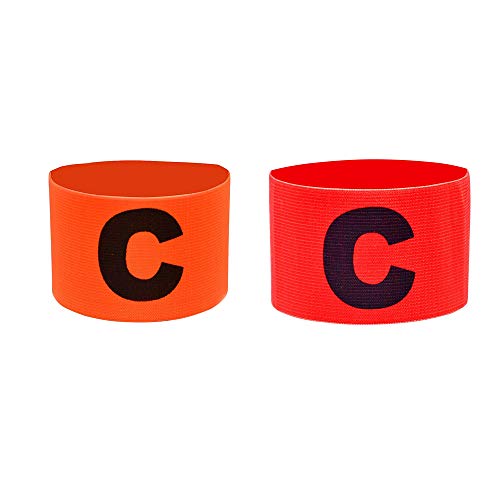 Xeminor 2PCS Premium Sports Armband Letter C Printed Captain Armband Football Match Armband for Kids Adults Red&Orange