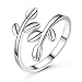 Xelue FF Very Feminine!Womens Silver Elegant Open Leaf Branch Wrap Finger Ring High Polished
