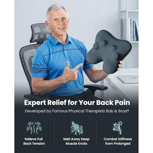 BOB AND BRAD EZBack Cervical and Back Massager with Heat, Shiatsu Massage Cushion for Neck, Shoulder, Lumbar, Relaxation at Home and Office, Ideal Gift