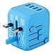Upgraded Universal Travel Adapter, Castries All-in-one Worldwide Travel Charger Travel Socket, International Power Adapter with 4 USB Ports, AC Plug for Over 150 Countries, Travel Accessories, Blue