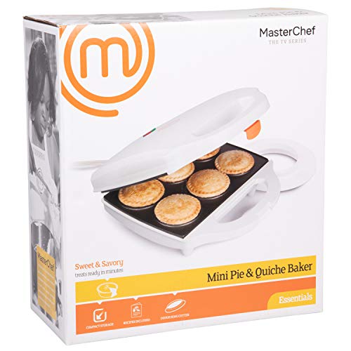 MasterChef Mini Pie and Quiche Maker- Pie Baker Cooks 6 Small Pies and Quiches in Minutes- Non-stick Cooker w Dough Cutting Circle for Easy Dough Measurement (1)