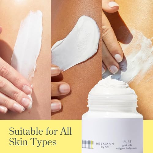 Beekman 1802 Whipped Body Cream – Rich Body Butter & Moisturizing Body Cream, Goat Milk Lotion, Shea Butter & Vitamin E, Hydrating Body Moisturizer for Dry Skin - Pure 8 oz