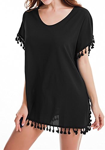 Yincro Women Chiffon Swimsuit Cover up Beach Bikini Stylish Tassel Bathing Suit Cover ups