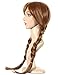Anogol Hair Cap+Movie Cosplay Wig Brown Braid for Halloween (Brown,1-Pack)