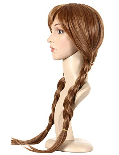 Anogol Free Hair Cap +Movie Cosplay Wig Party Wigs Brown Braid Wig Halloween Wig(Brown,1-Pack)