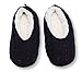 Pembrook Ladies Cable Knit Slippers – Navy - Medium (7-8) – Ballet Style With Non-Skid Sole - Faux Shearling Lining and Suede Sole - Great Plush Slip On House Slippers For Adults, Women, Girls
