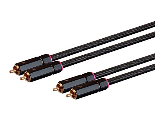 Monoprice Male RCA Two Channel Stereo Audio Cable - Gold Plated Connectors, Dou…