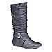 Twisted Shelly Womenâ€s Mid Calf Slouch Boots, Flat Ladies Shoes, Black, Size 10