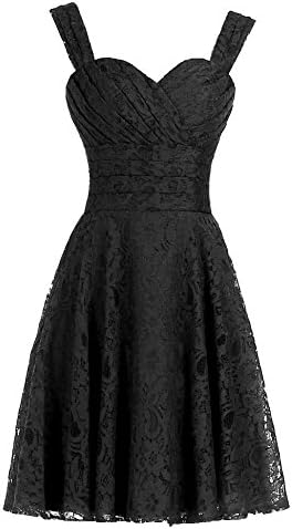 Timebridal Women's Simple Lace Bridesmaid Dress Short Prom Dress With Straps B16B