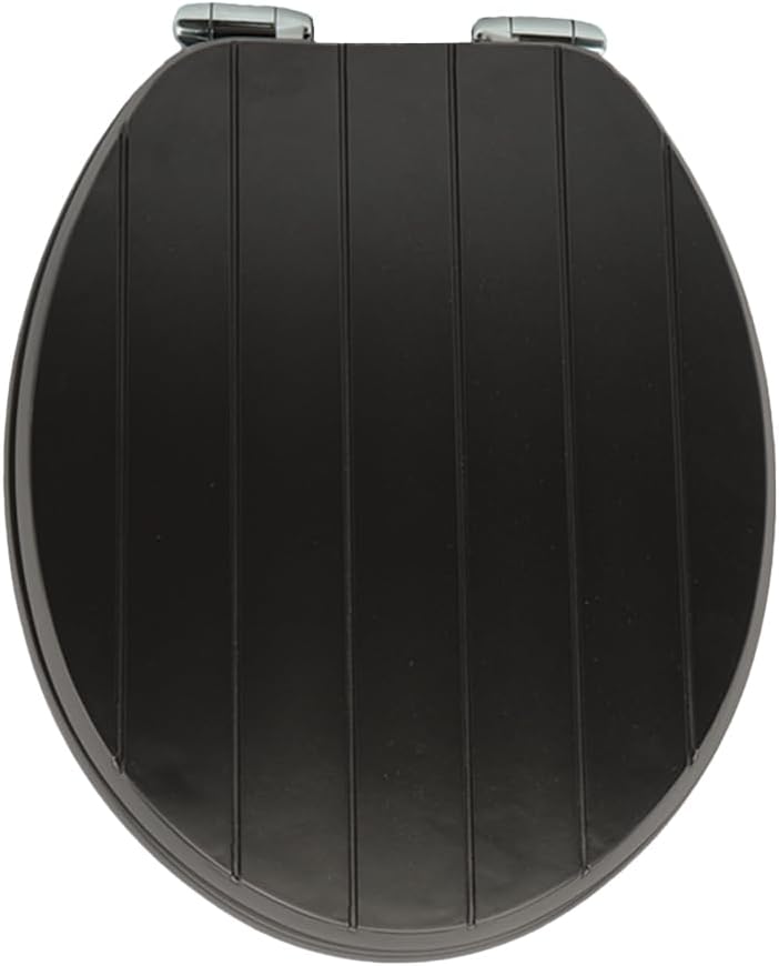 AQUALONA Premium Tongue and Groove Soft Close Toilet Seat Black