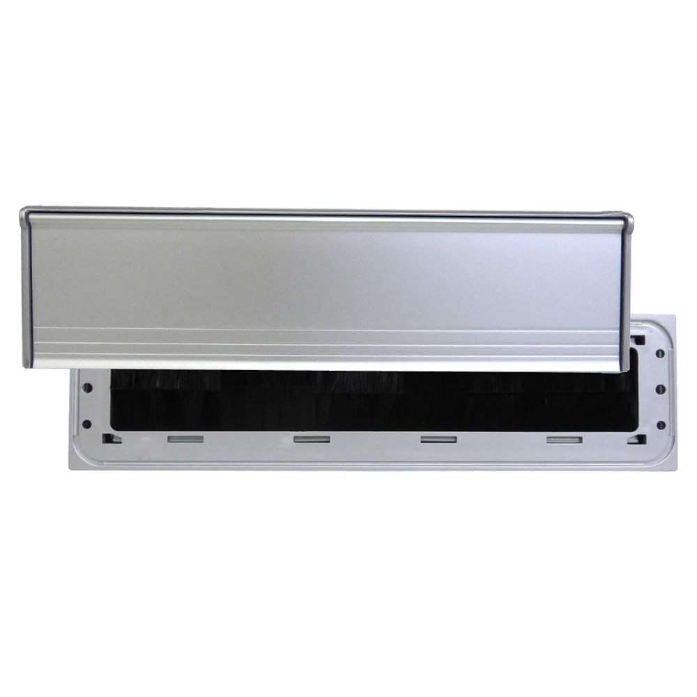 Exitex Internal Letterbox Draught Excluder with Flap, Aluminium Plate with Bristle Seal, Spring Closing Flap, Reduces Draughts & Dust, Saves Energy, Easy 5 Min Fit for Standard Letterboxes (Aluminium)