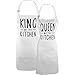 Fodiyaer Couple Baking Aprons Queen & King of The Kitchen Apron Set, His and Her Engagement Anniversary Wedding or Bridal Shower Gift, Cotton Newly Engaged Gifts Apron for Cooking