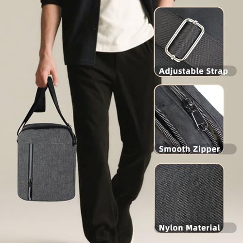 Umhängetasche Herren Klein Messenger Bag mit Reißverschluss und 4 Taschen, Wasserdicht Klein Crossbody Bag Herren Sling Bags mit Verstellbarem Schultergurt für Arbeitsreisen (Grau)