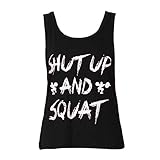 Boomboom Women Workout Gym Clothes Yoga Fitness Tank Shirts Vest (S, Black)