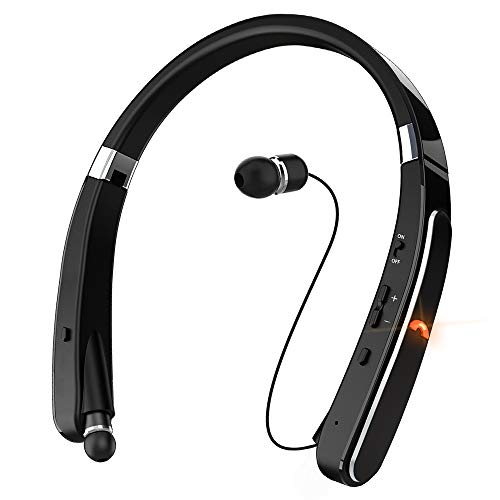 Bluetooth Headphones, Dostyle Wireless Bluetooth Headphones [30 Hours Playtime] Neckband Bluetooth Headset with Mic & Retractable Design Compatible for X/8/XS Plus Samsung Galaxy S9 S10 (Black)