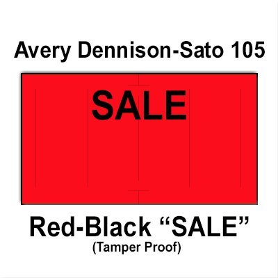 200,000 Sato 1810 Compatible "Sale" Fluorescent Red General Purpose Labels for Avery Dennison Sato PB-1, 105, 106 & 107 Price Guns. Full Case. with Security Cuts.