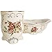YALONG 5-Piece Red Rose Floral Ceramic Bathroom Accessory Set, Includes Soap/Lotion Dispenser, Toothbrush Holder, Tumbler, and Soap Dish for Father's Day