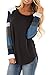 Asvivid Womens Casual Color Block Long Sleeve Pullover Tops Loose Lightweight Tunic Sweatshirt