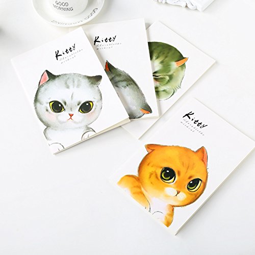 KINGSEVEN 8 Pack Cute Cat Print A5 Notebook Students Stationery Journal Diary Planner Memo Notepad(30 Sheets/Pack) - Thumbnail 3