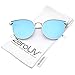zeroUV - Metal Frame Arrow Temples Cateye Sunglasses For Women With Colored Mirror Flat Lens 58mm (Silver/Blue Mirror)