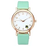 Top Plaza Women Gilrs Fashion Cute Bear Arabic Numeral PU Leather Band Analog Qartz Watch-Mint Green