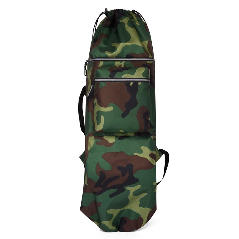 Dostear 2022 Foldable Water Proof Skateboard Backpacks Bag with Two Adjustable Shoulder Straps for Men and Boys Electric Skateboard Penny Board, Longboard Carry Bag Green Camouflage Small 84 X 32cm